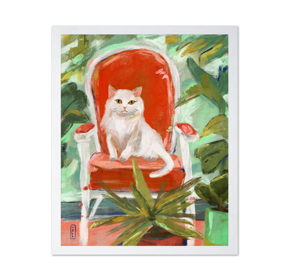 Cat on Red Chair