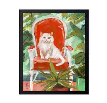 Cat on Red Chair