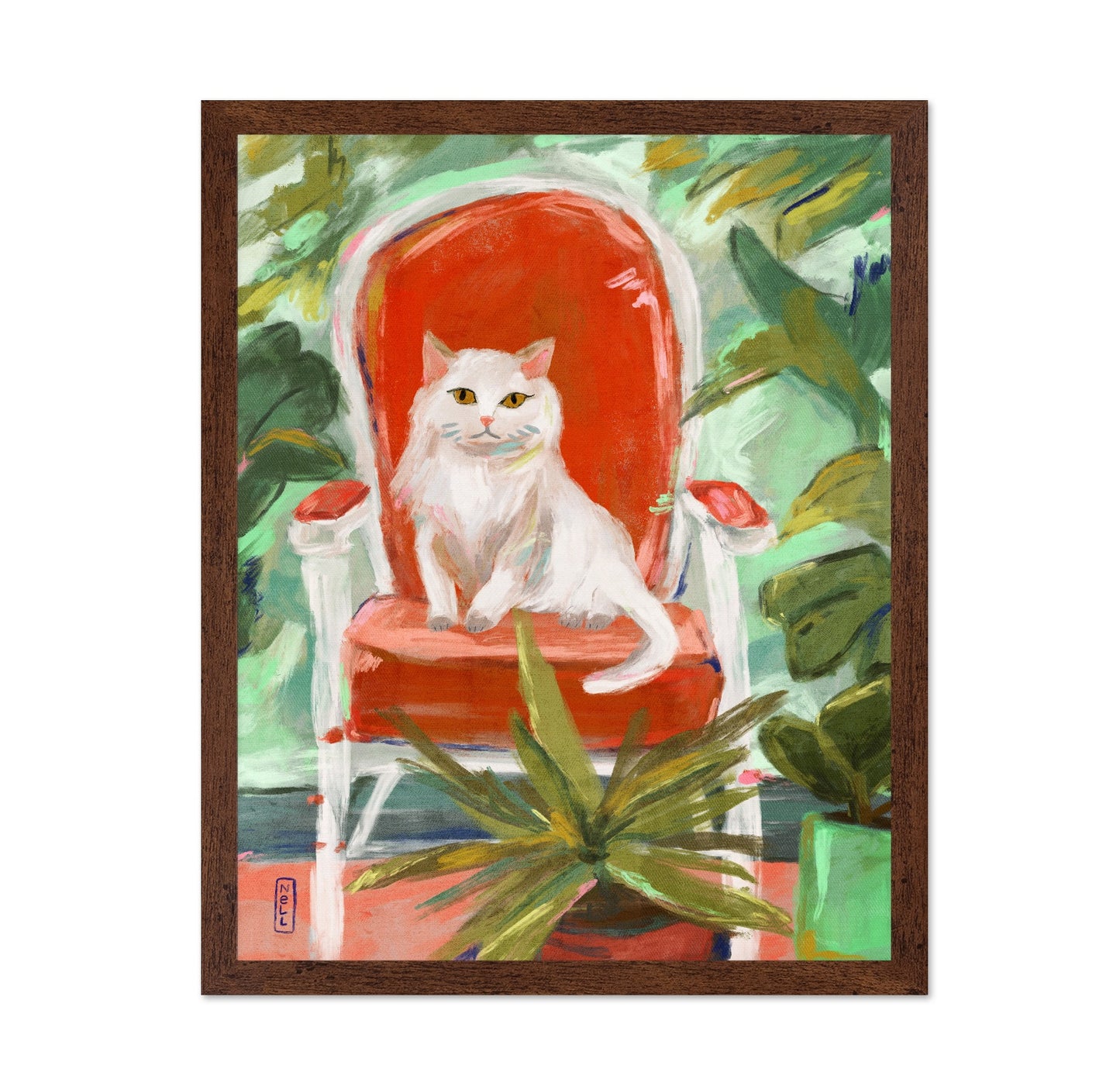 Cat on Red Chair