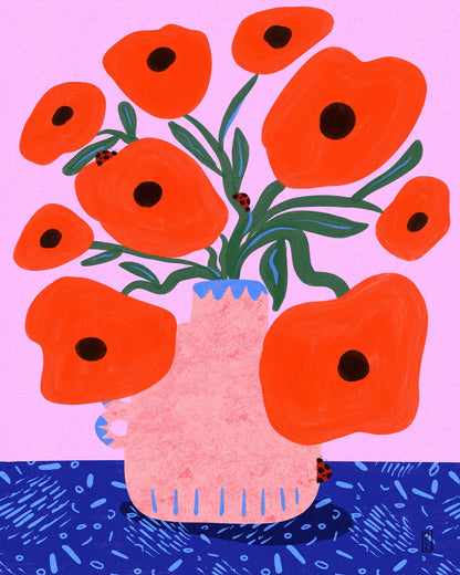 Red Poppy Vase