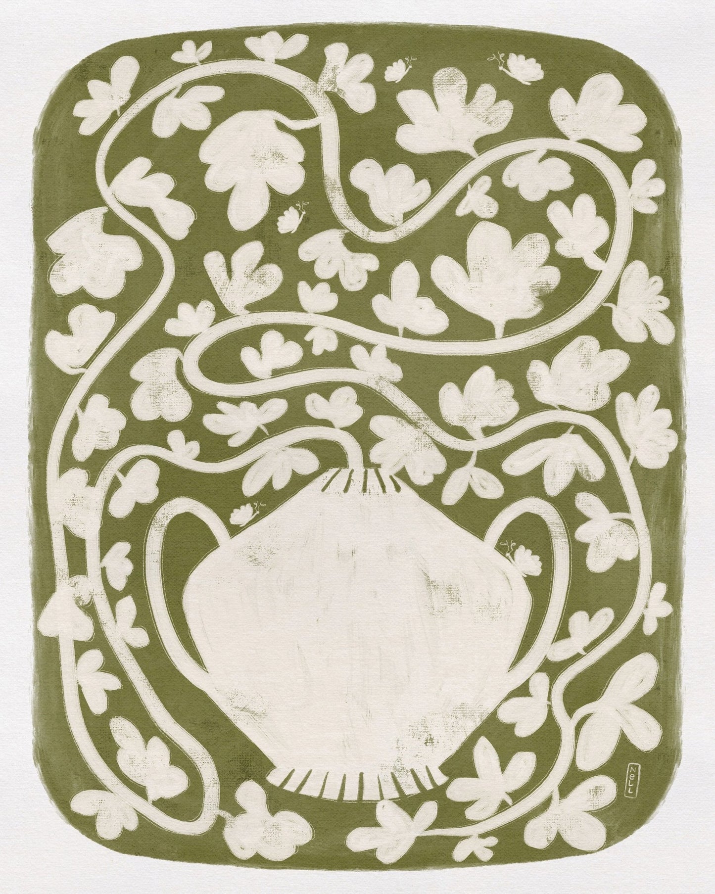 Green Floral Vase Pattern
