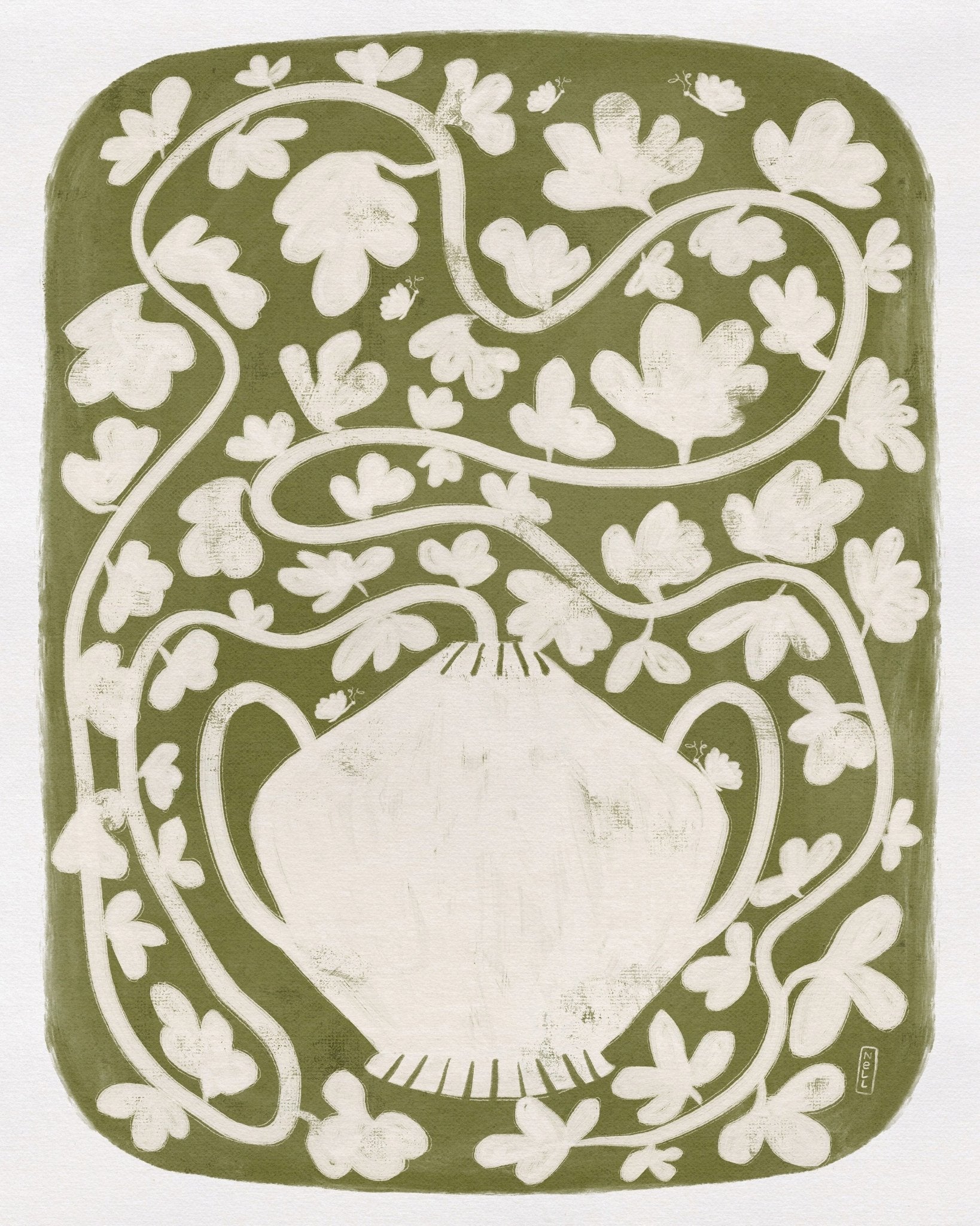 Green Floral Vase Pattern
