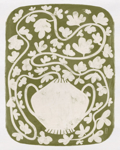 Green Floral Vase Pattern