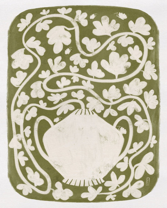 Green Floral Vase Pattern