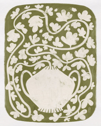 Green Floral Vase Pattern