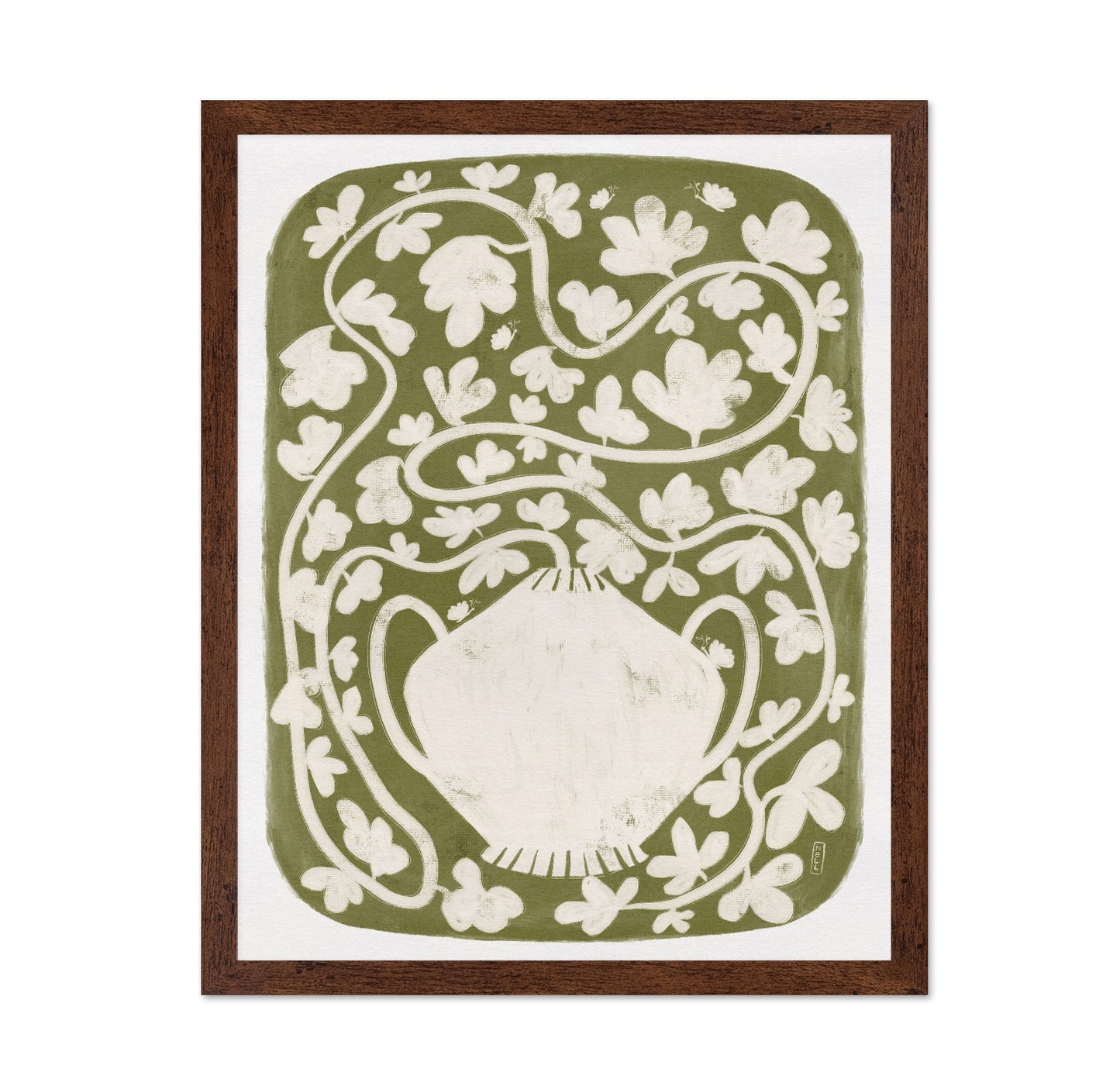 Green Floral Vase Pattern
