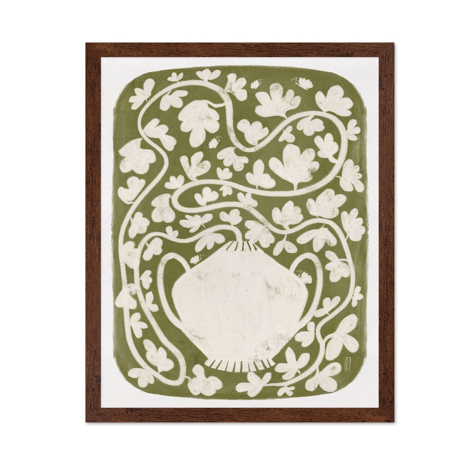 Green Floral Vase Pattern