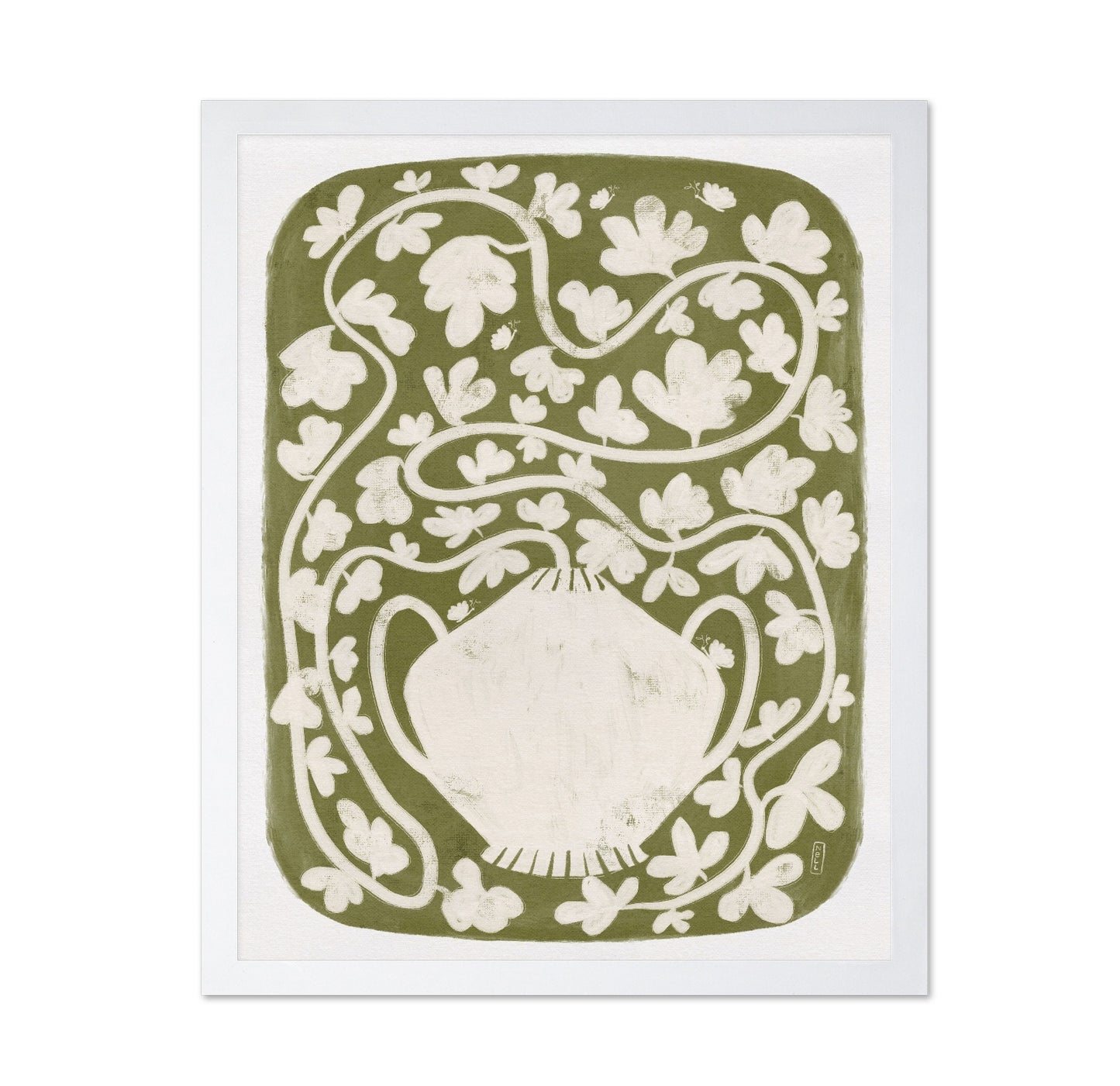 Green Floral Vase Pattern