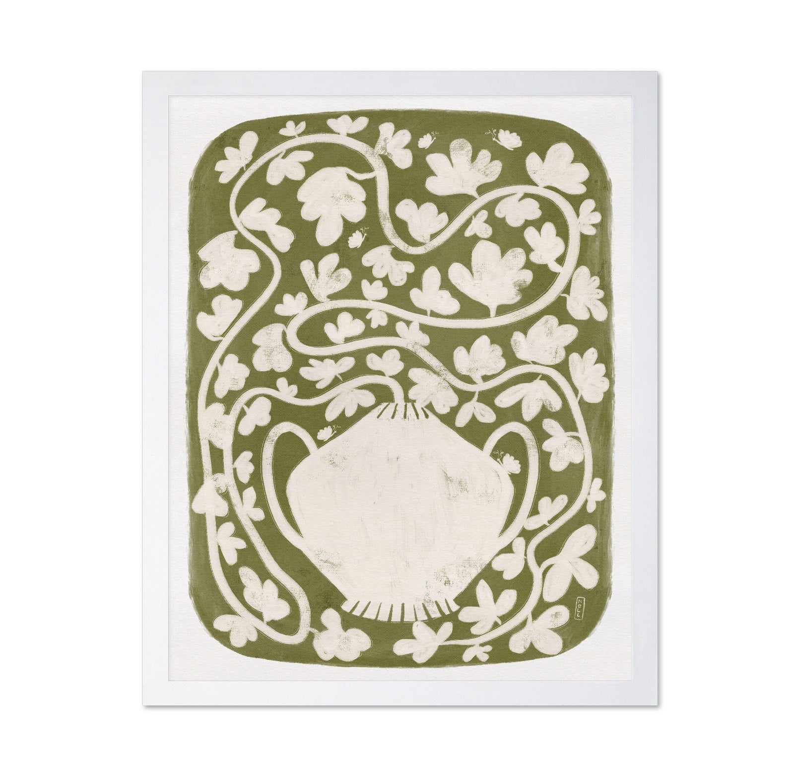 Green Floral Vase Pattern