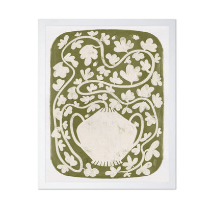 Green Floral Vase Pattern