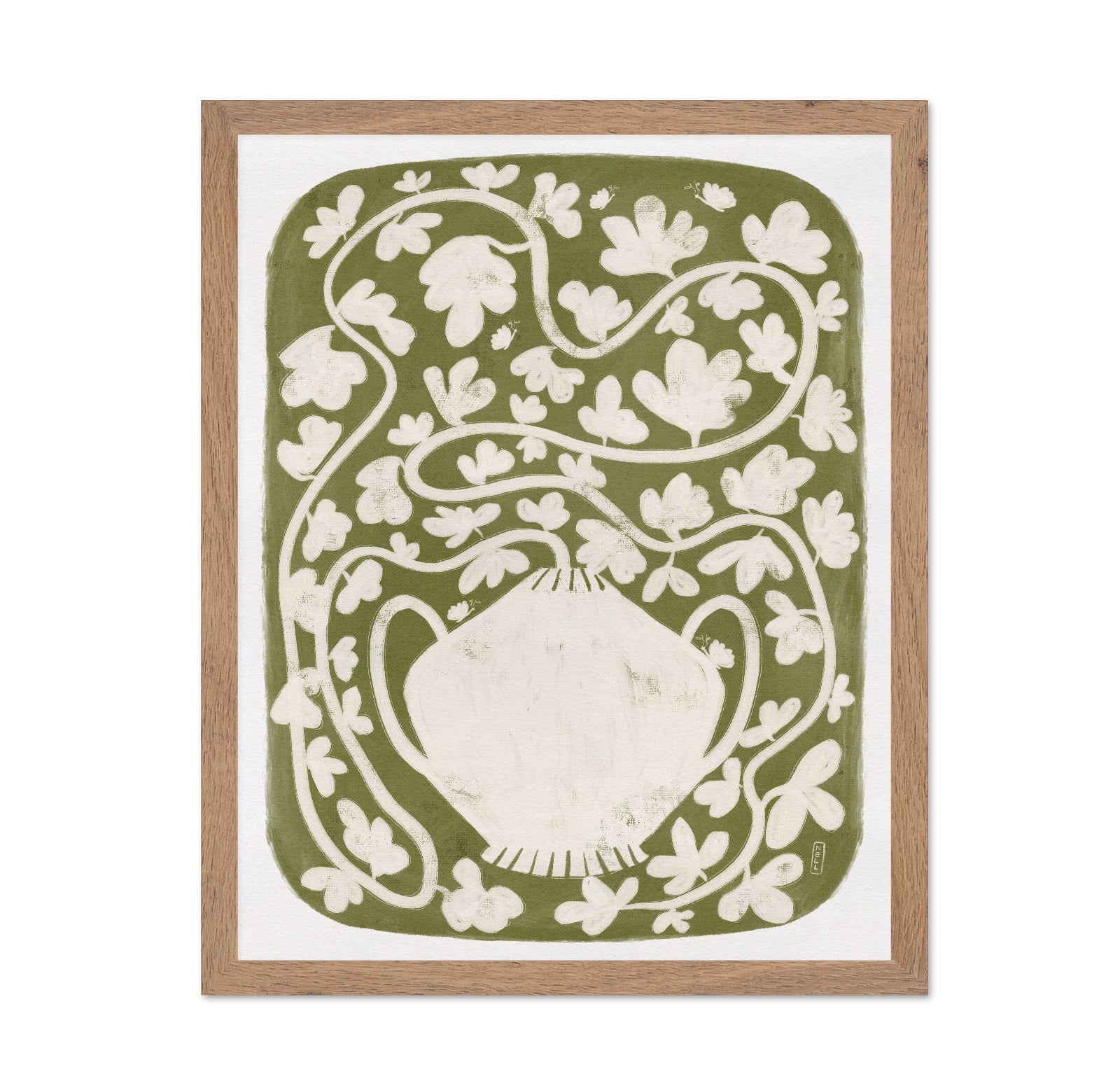 Green Floral Vase Pattern