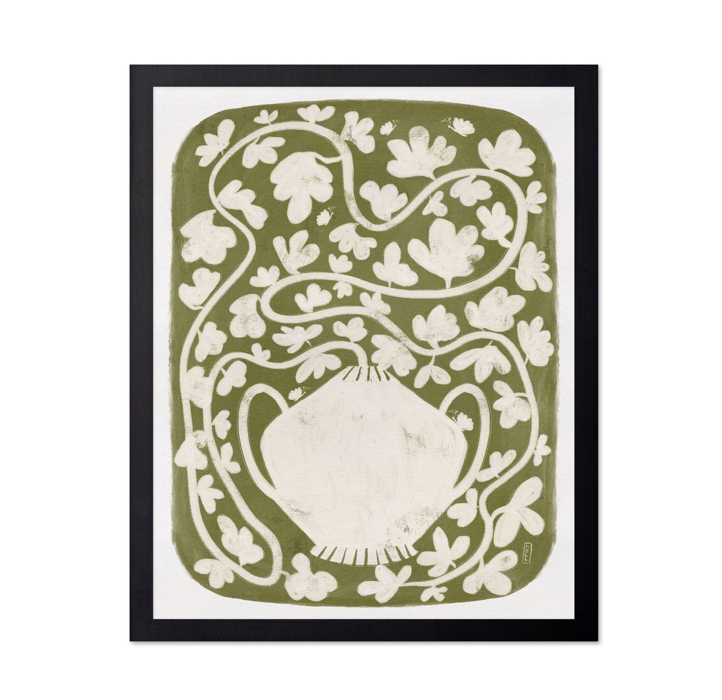 Green Floral Vase Pattern