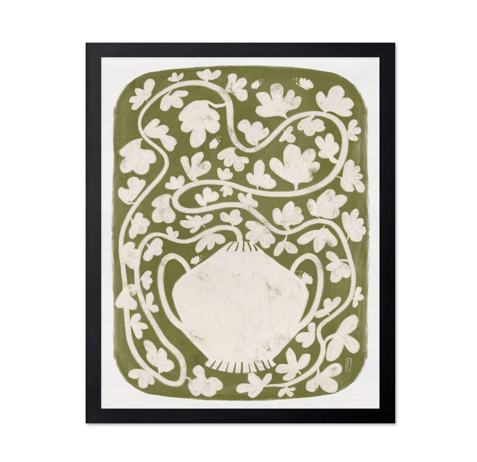 Green Floral Vase Pattern