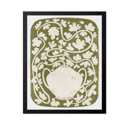 Green Floral Vase Pattern
