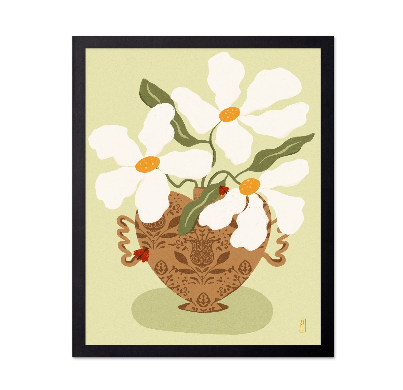 White Flowers Vintage Vase