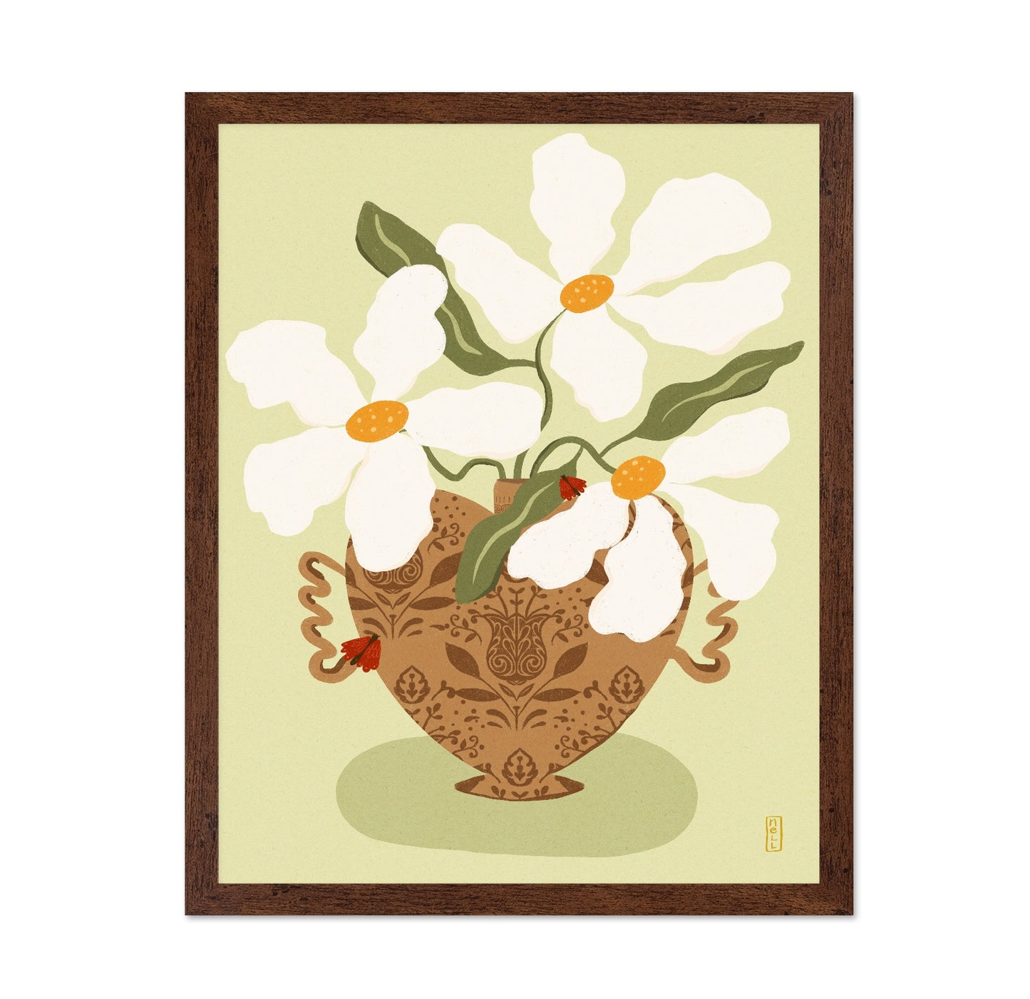 White Flowers Vintage Vase