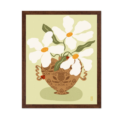 White Flowers Vintage Vase