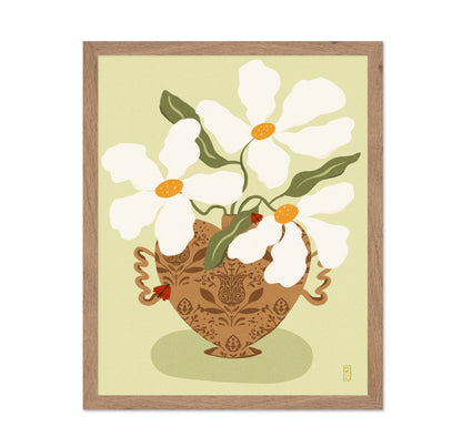 White Flowers Vintage Vase