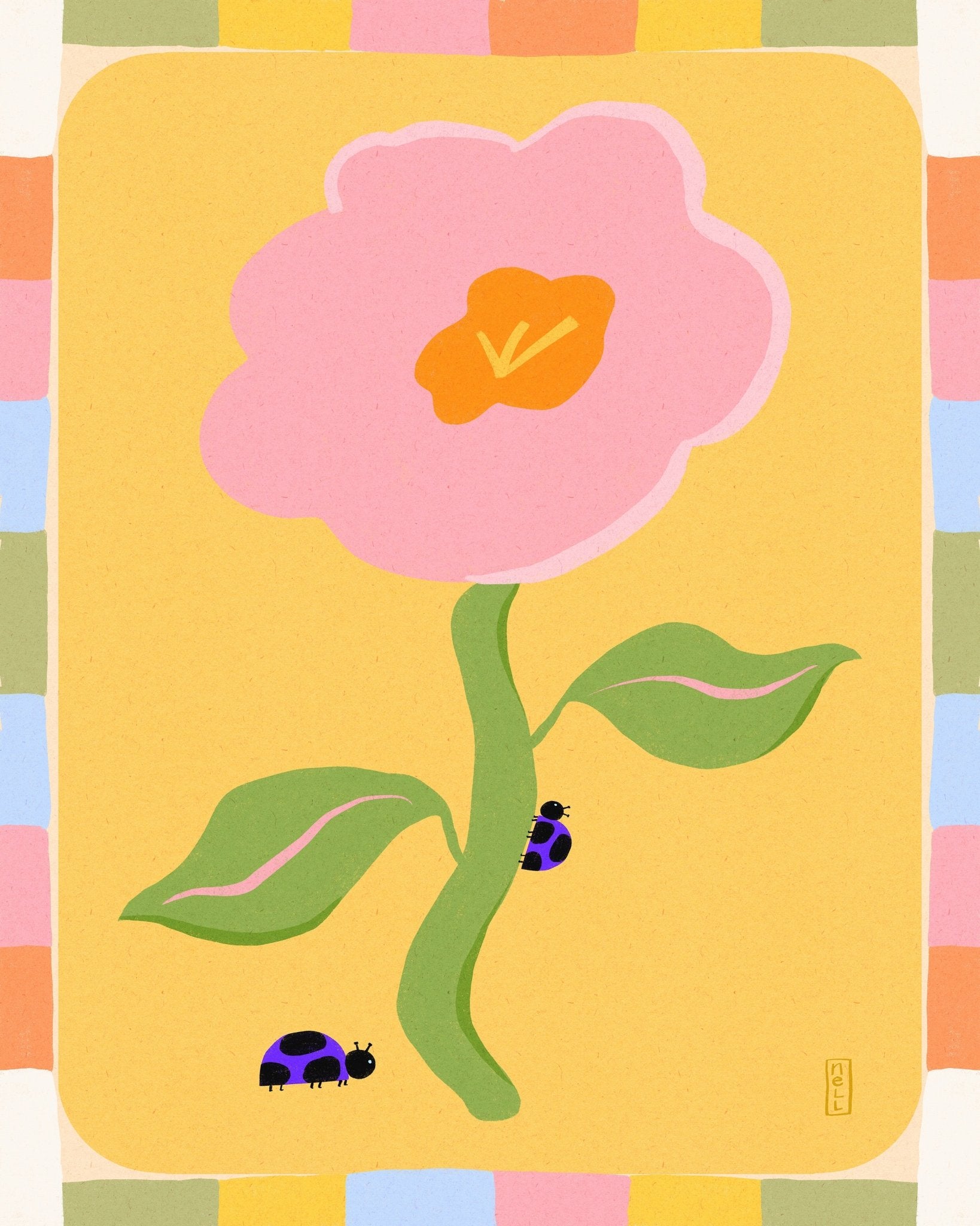 Pink Flower Ladybugs