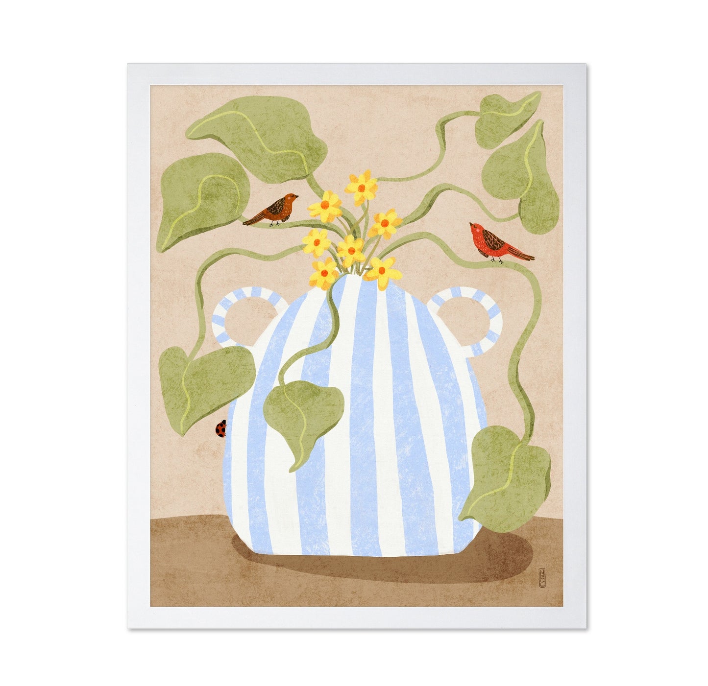 Floral Vase Birds