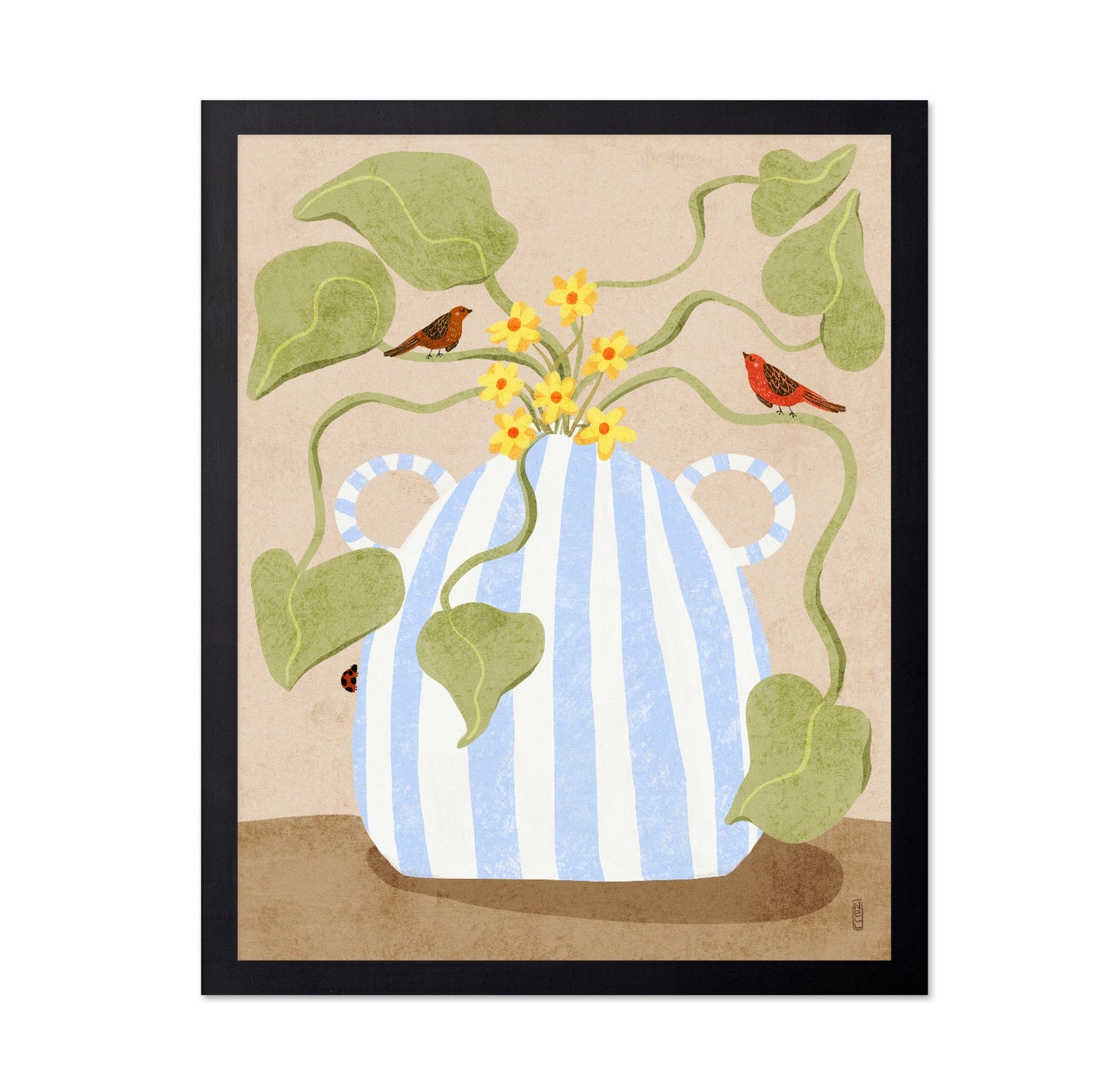 Floral Vase Birds