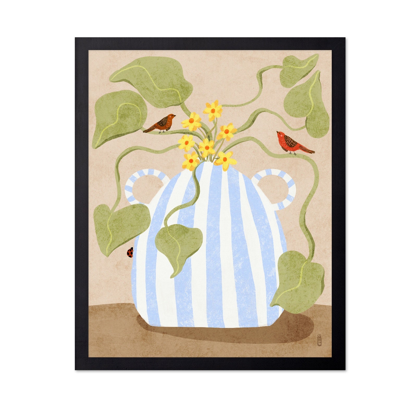 Floral Vase Birds