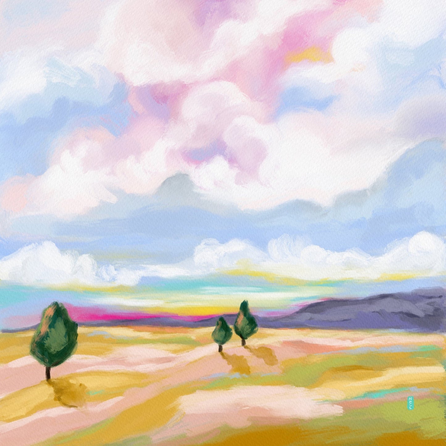 Pastel Landscape Scene