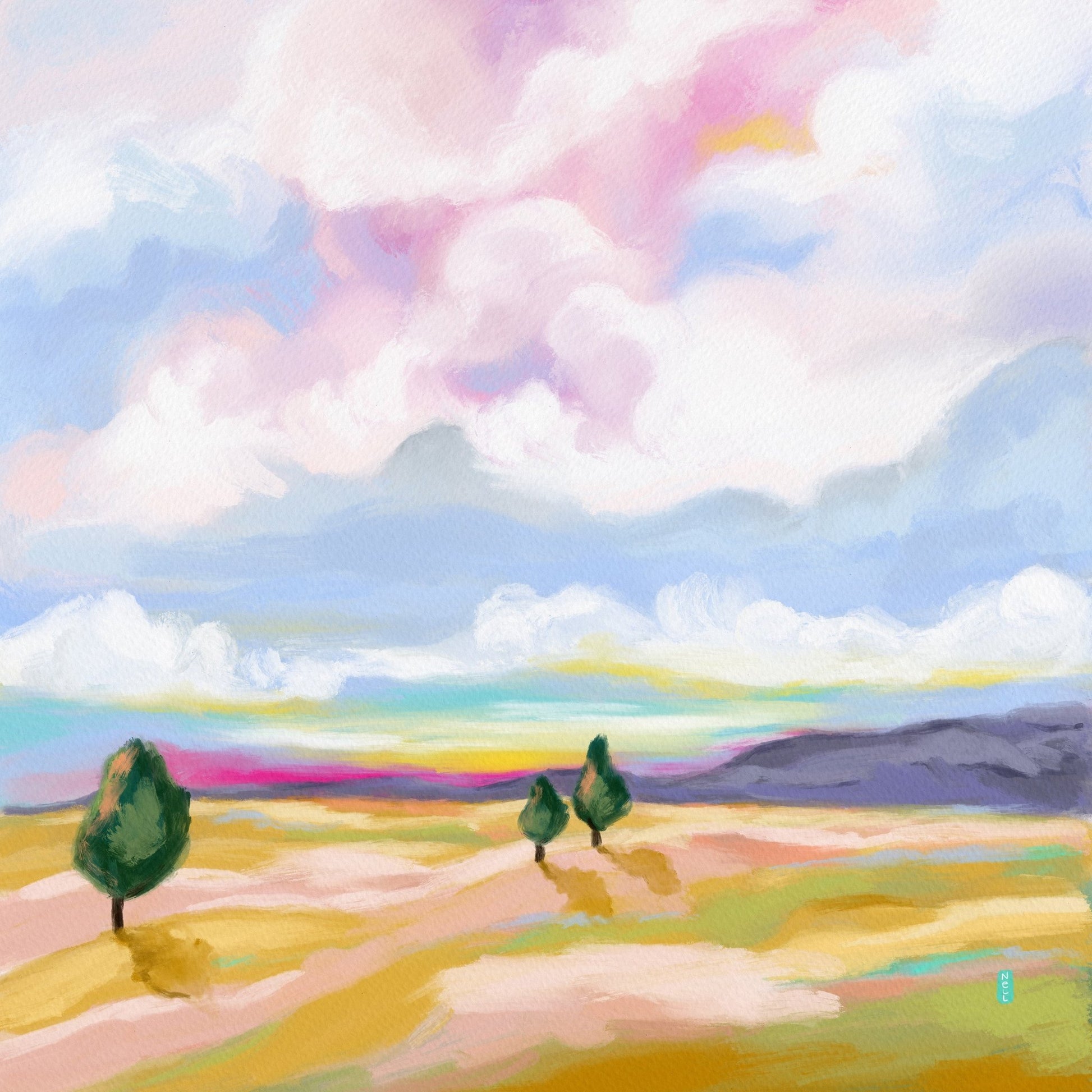 Pastel Landscape Scene