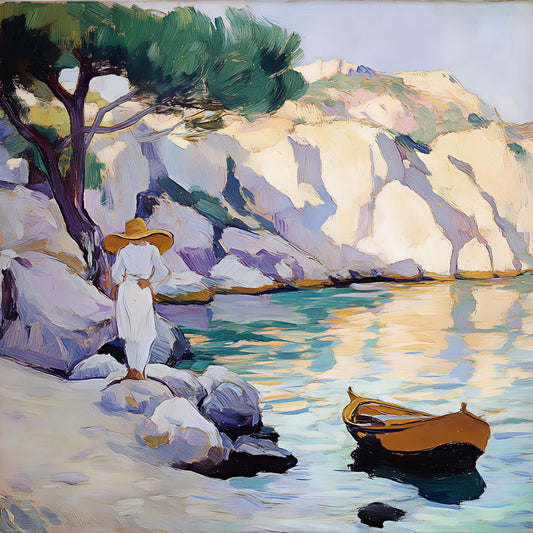 Woman By Coastal Shore