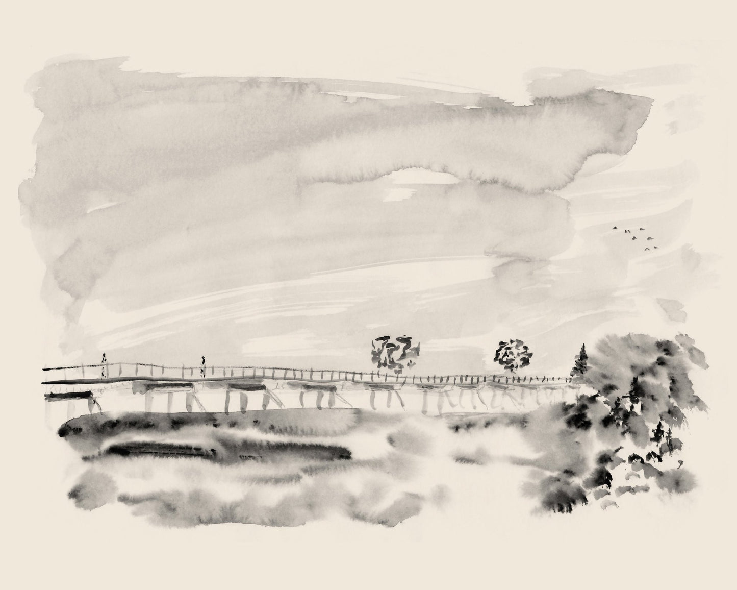 Misty Bridge Scene