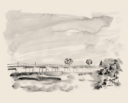 Misty Bridge Scene