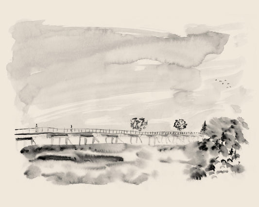 Misty Bridge Scene