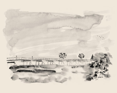 Misty Bridge Scene