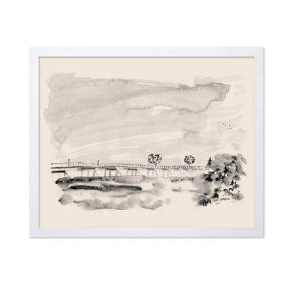 Misty Bridge Scene