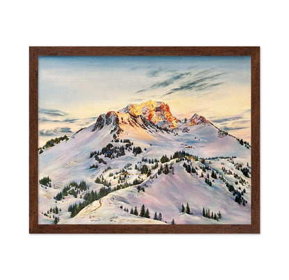 Sunrise Glow on Snowy Peaks