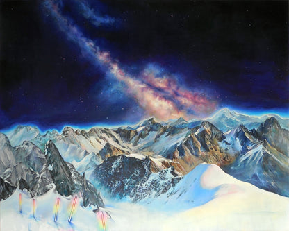 Galactic Sky Over Snowy Mountains