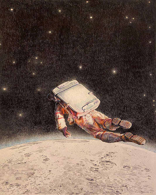 Drifting Astronaut Above the Moon