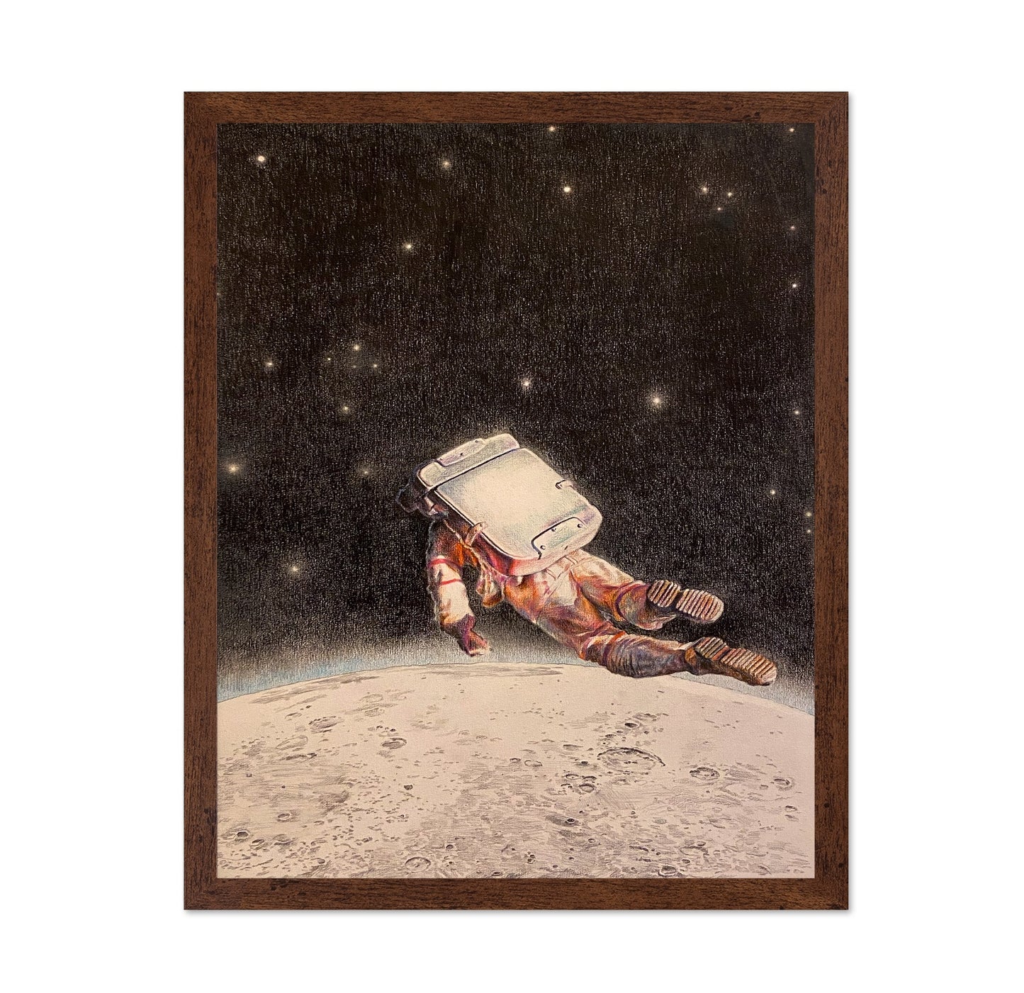 Drifting Astronaut Above the Moon