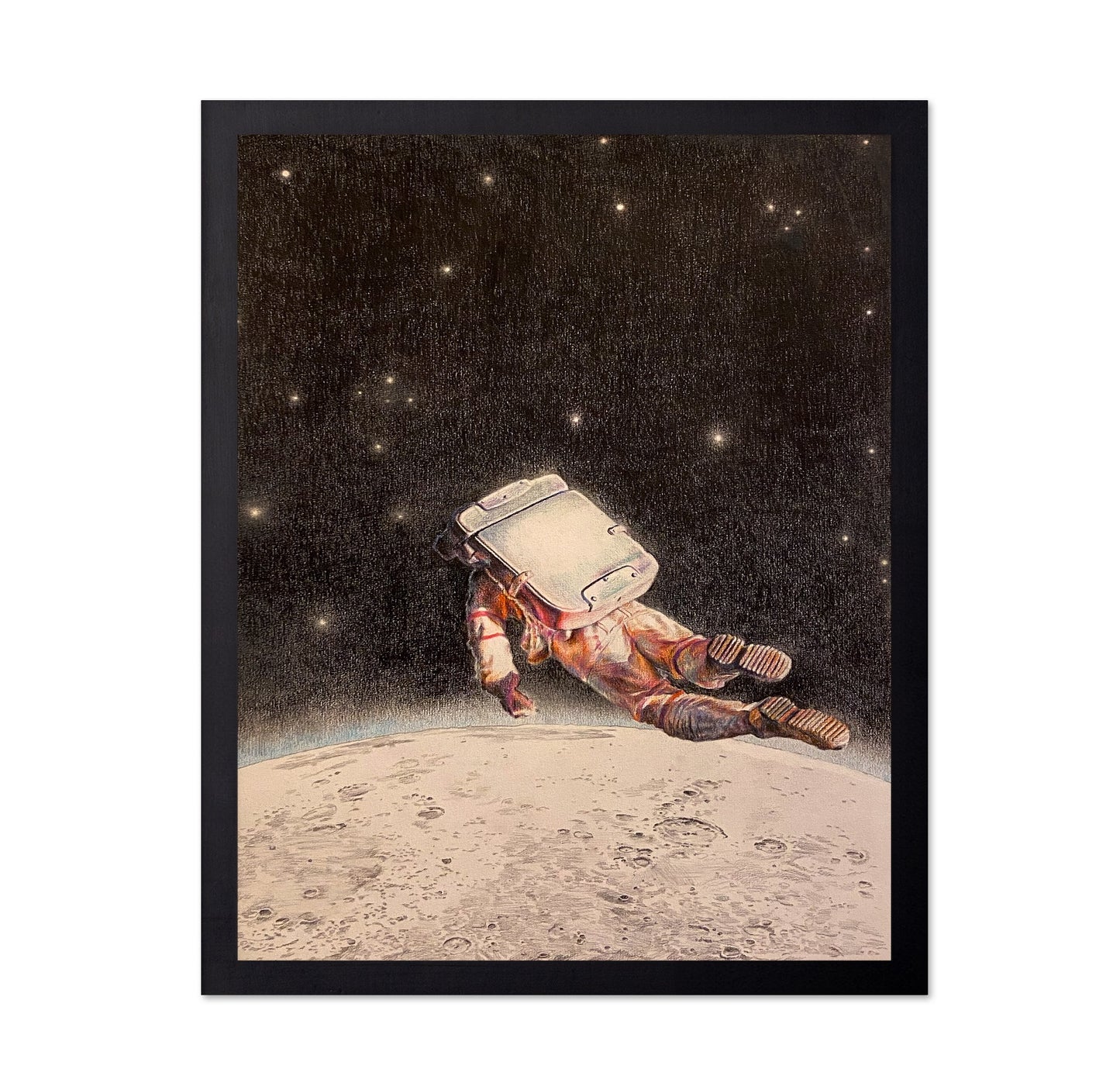 Drifting Astronaut Above the Moon