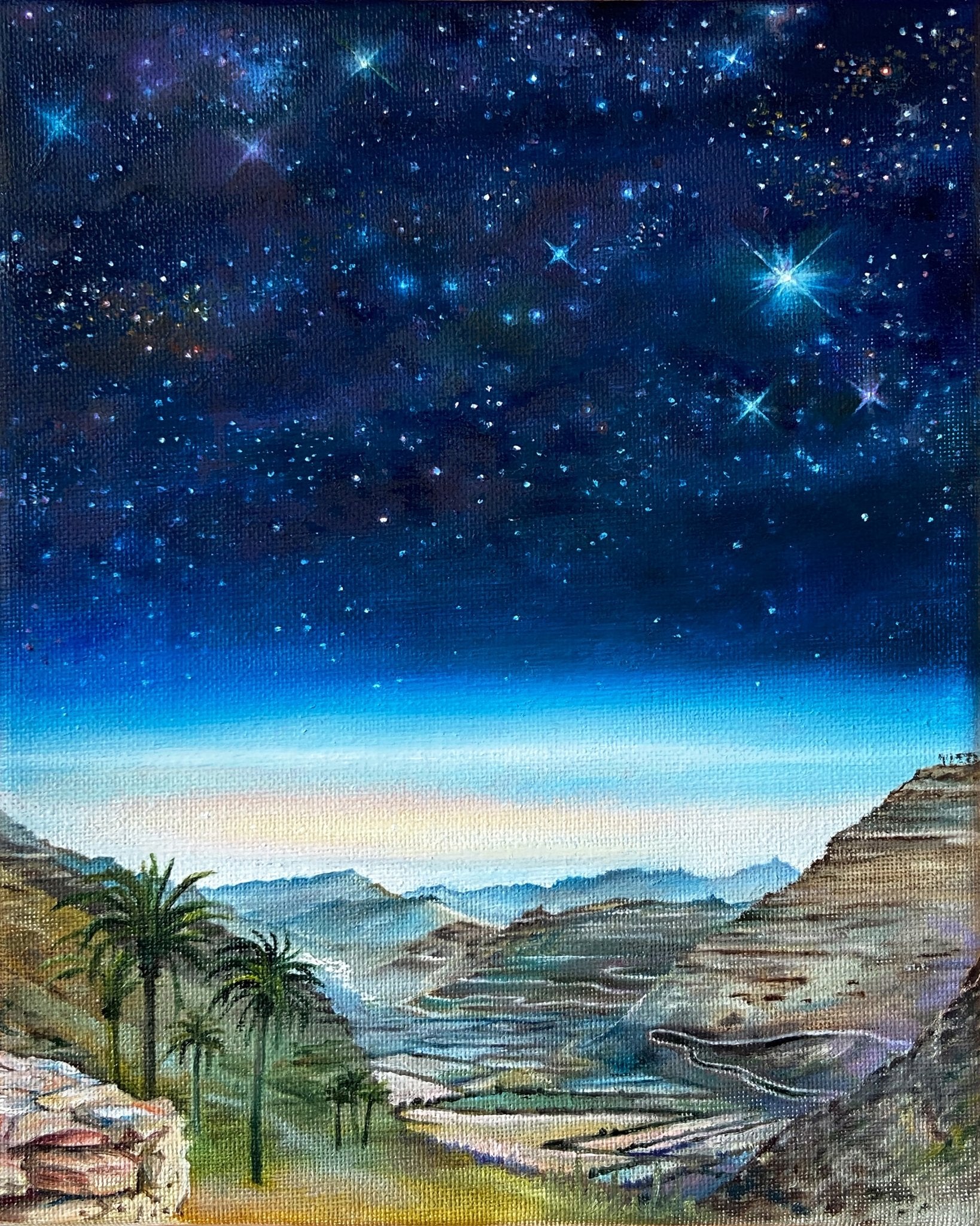Starry Sky Over Desert Valley
