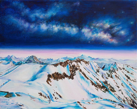 Milky Way Over Snow Peaks