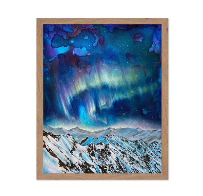 Northern Lights Over Snowy Peaks