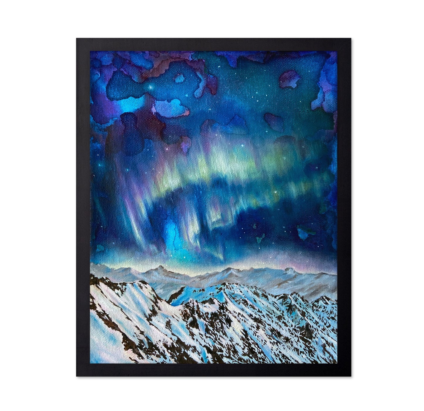 Northern Lights Over Snowy Peaks