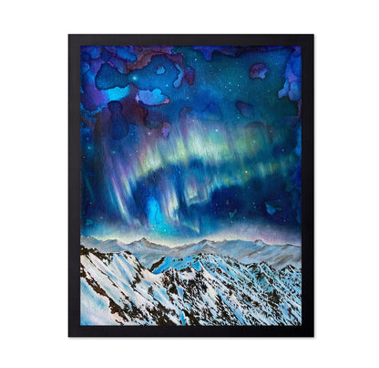 Northern Lights Over Snowy Peaks