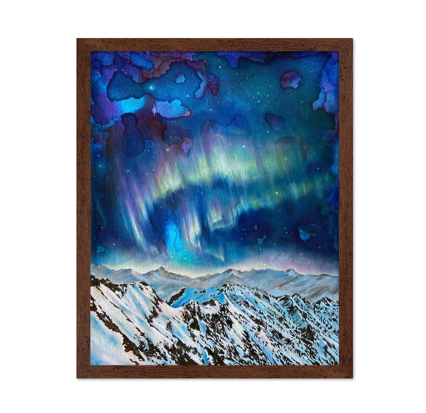 Northern Lights Over Snowy Peaks