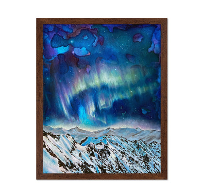 Northern Lights Over Snowy Peaks