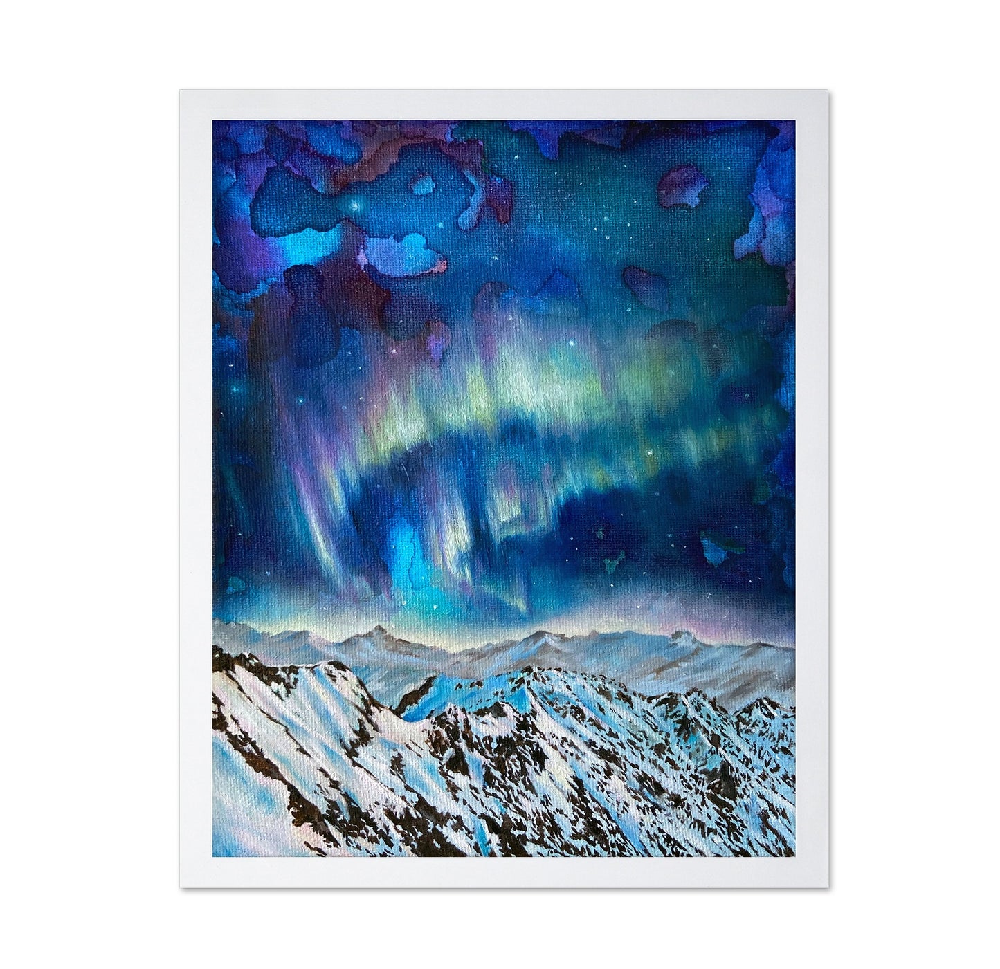 Northern Lights Over Snowy Peaks