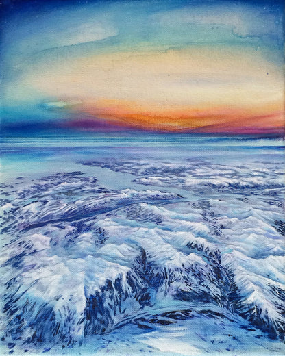 Winter Sunset Over Frozen Shore