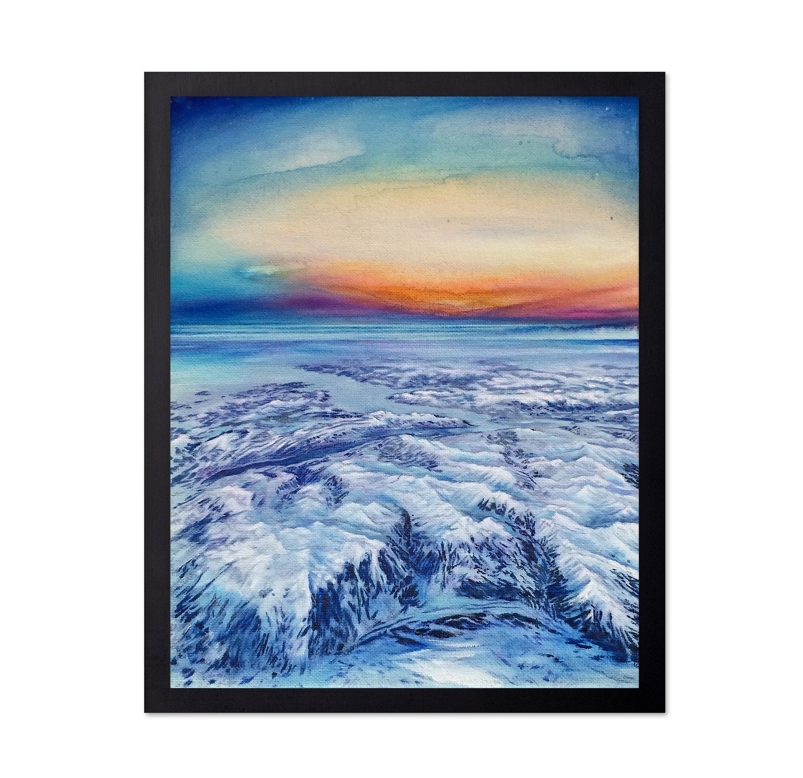 Winter Sunset Over Frozen Shore