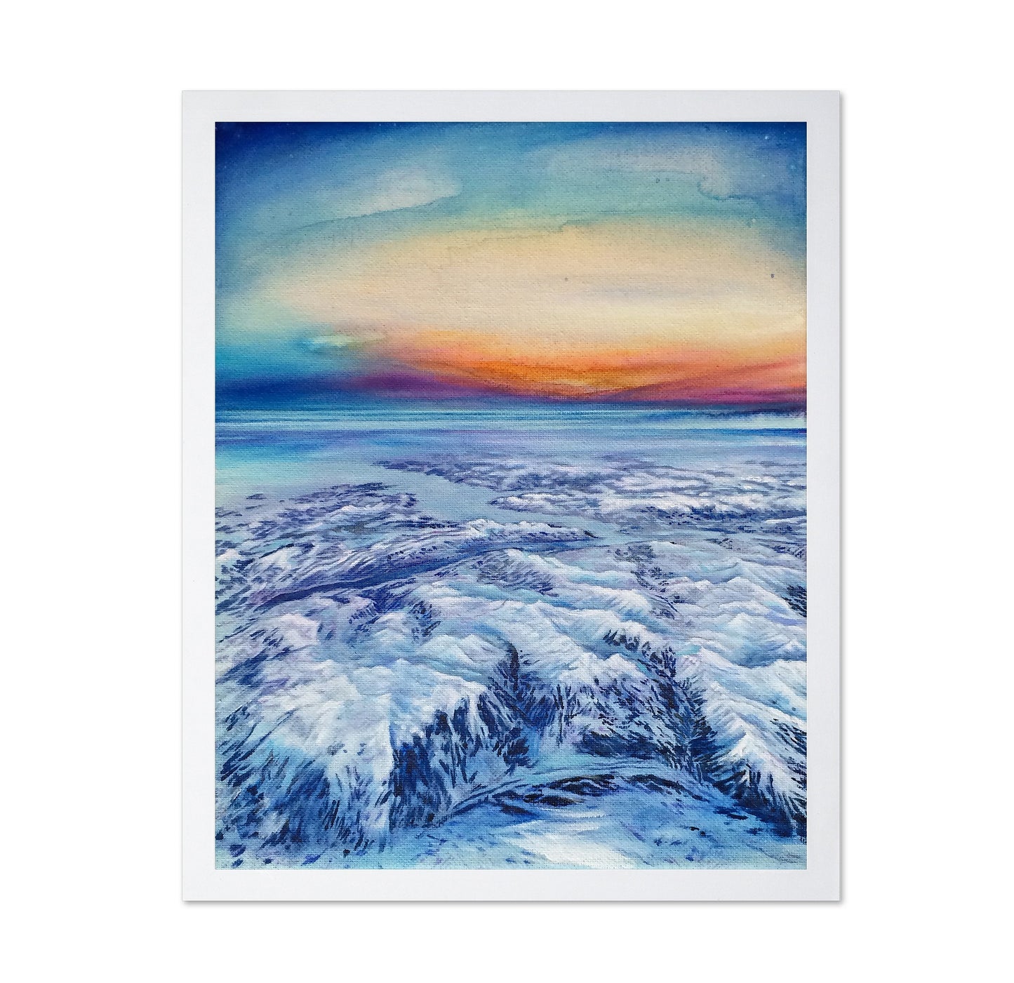 Winter Sunset Over Frozen Shore